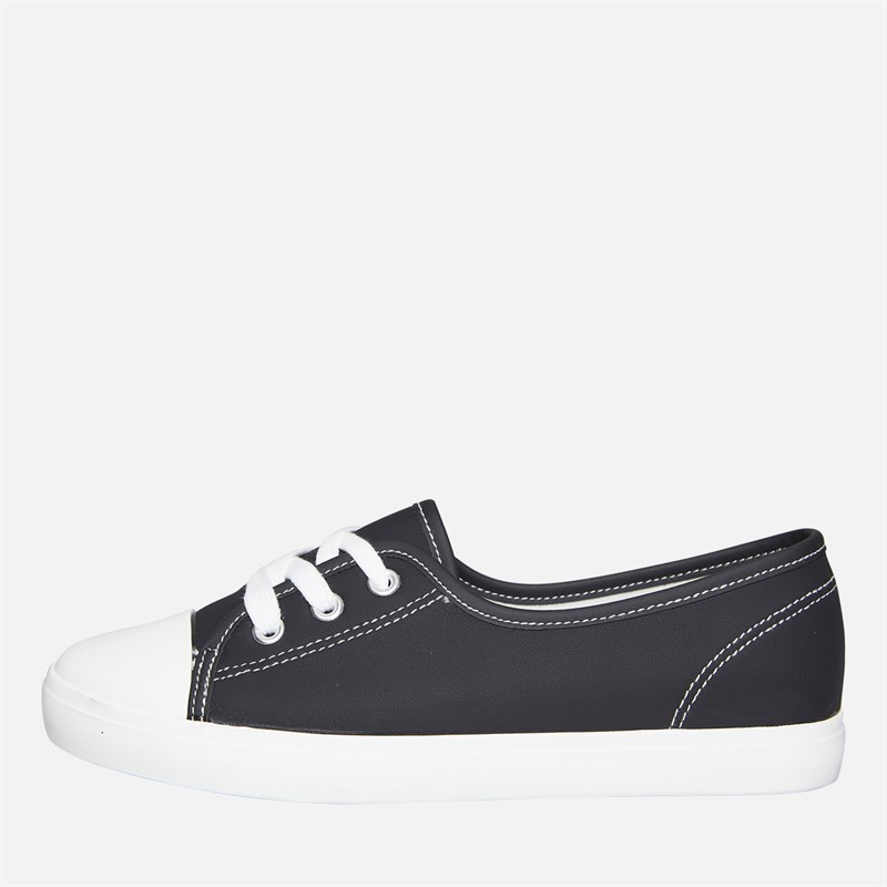 Brave Soul Womens Gemma PU Trainers Black/White