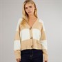 Brave Soul Womens Headley Stripe Cardigan Biscuit/Ivory