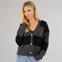Brave Soul Womens Headley Stripe Cardigan Charcoal/Black