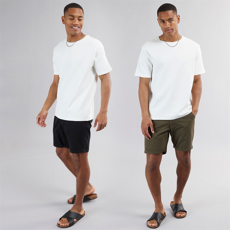 Brave Soul Mens Hampson Two Pack Chino Shorts Black/Khaki