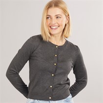Brave Soul Womens Smarter Crew Neck Cardigan Grey Melange