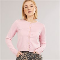Brave Soul Womens Smarter Crew Neck Cardigan Pink