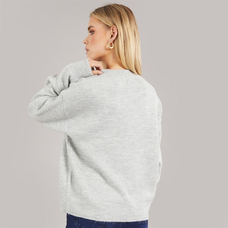 Brave Soul Womens Petala Crew Neck Jumper Light Grey Melange