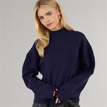 Brave Soul Womens Mossom Turtle Neck Jumper Navy Melange