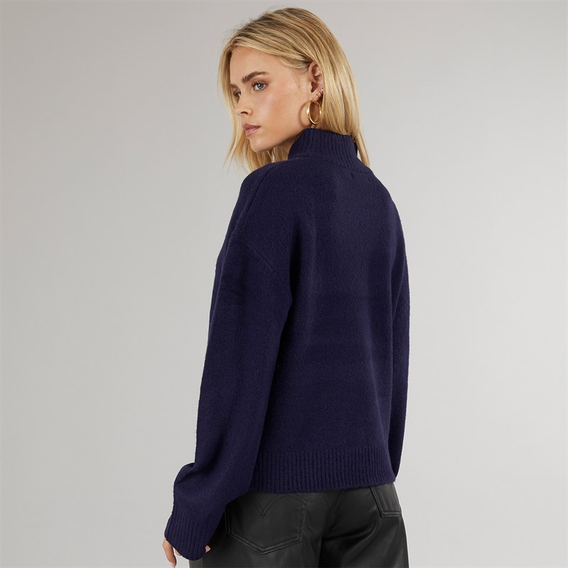 Brave Soul Womens Mossom Turtle Neck Jumper Navy Melange