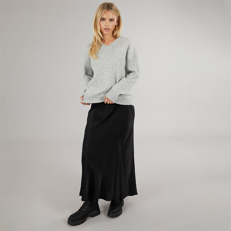 Brave Soul Womens Jonie V-Neck Jumper Grey