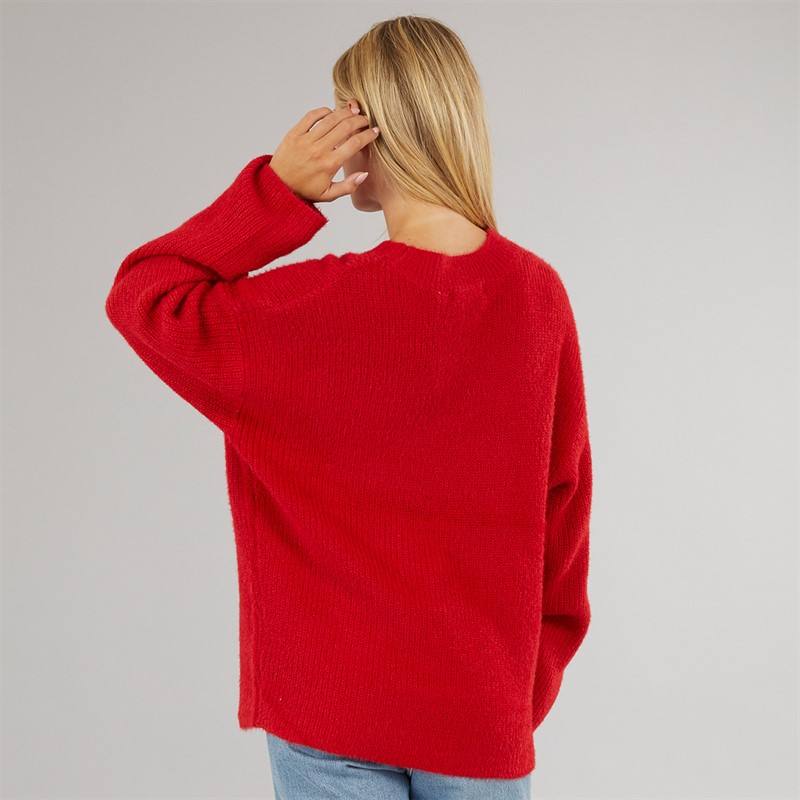 Brave Soul Womens Val Turtle Neck Jumper Red