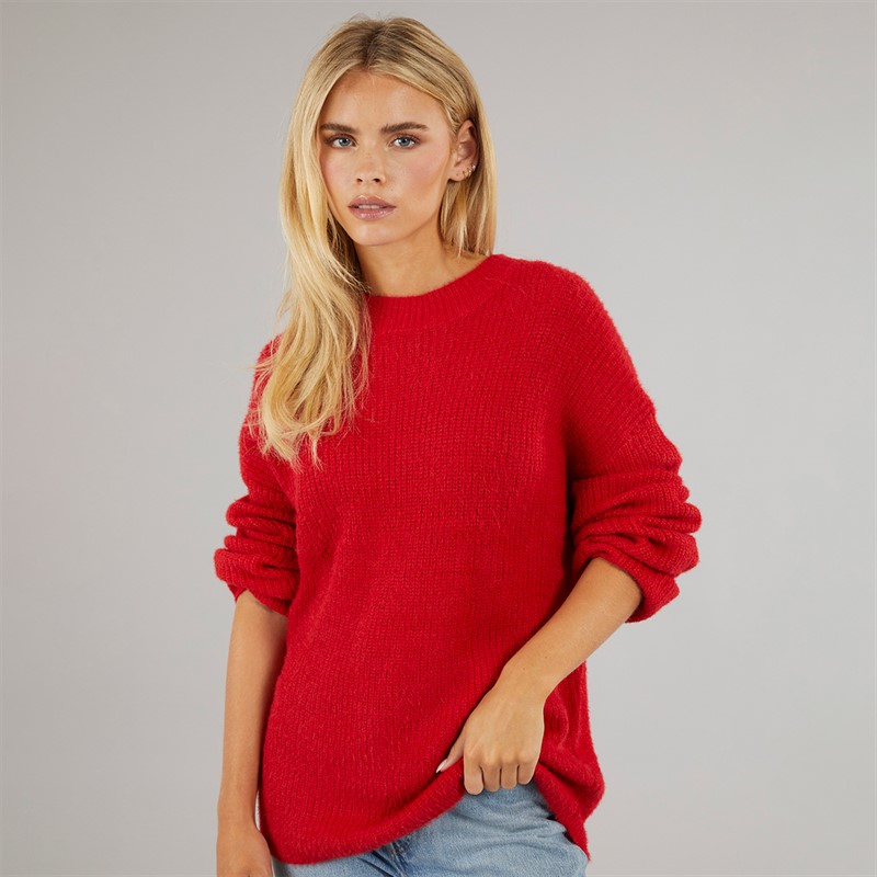 Brave Soul Womens Val Turtle Neck Jumper Red