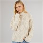 Brave Soul Womens Cybil Turtle Neck Cable Jumper Oatmeal