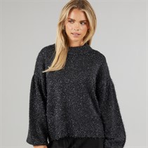 Brave Soul Womens Tinsel Crew Neck Jumper Navy