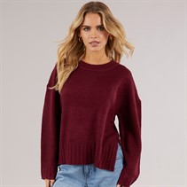 Brave Soul Womens Boyce Crew Neck Jumper Wine