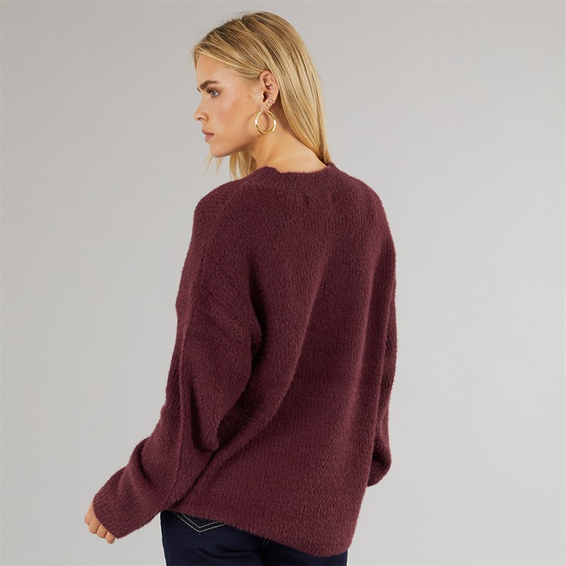 Brave Soul Womens Val Turtle Neck Jumper Aubergine