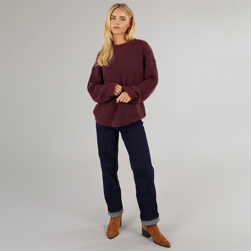 Brave Soul Womens Val Turtle Neck Jumper Aubergine