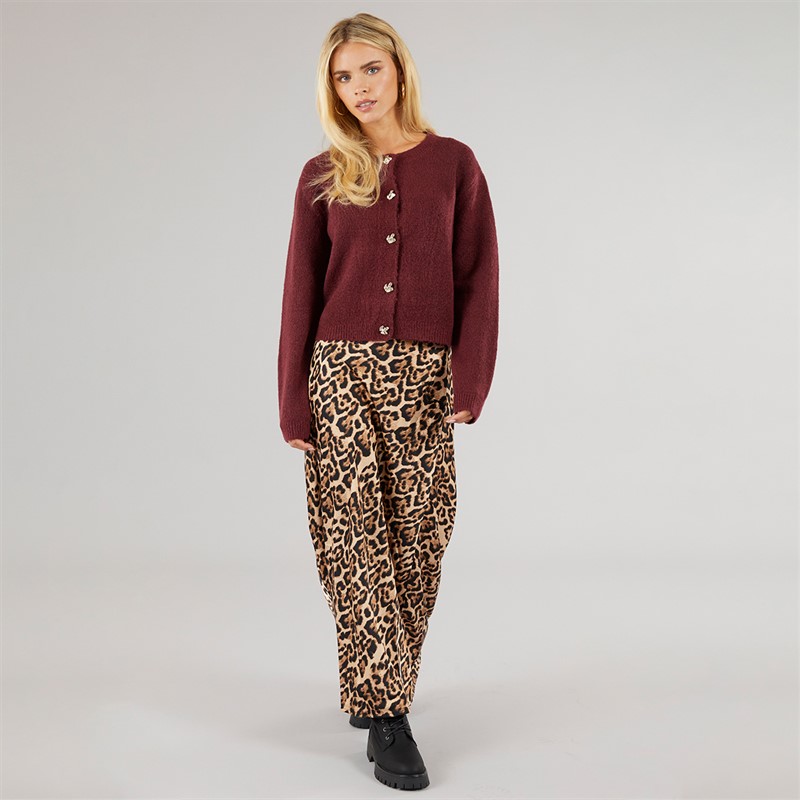 Brave Soul Womens Eva Cardigan Aubergine