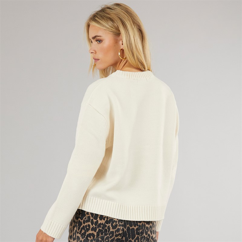 Brave Soul Womens Ted Crew Neck Jumper Cream
