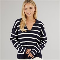 Brave Soul Womens Stripe Jumper Navy/Ivory Stripe