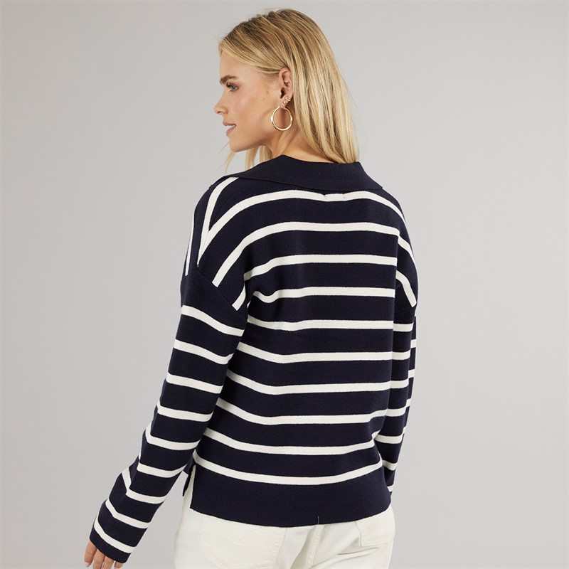 Brave Soul Womens Stripe Jumper Navy/Ivory Stripe