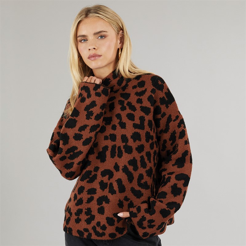 Womens Anders Animal Tunic Brown/Black - Size S
