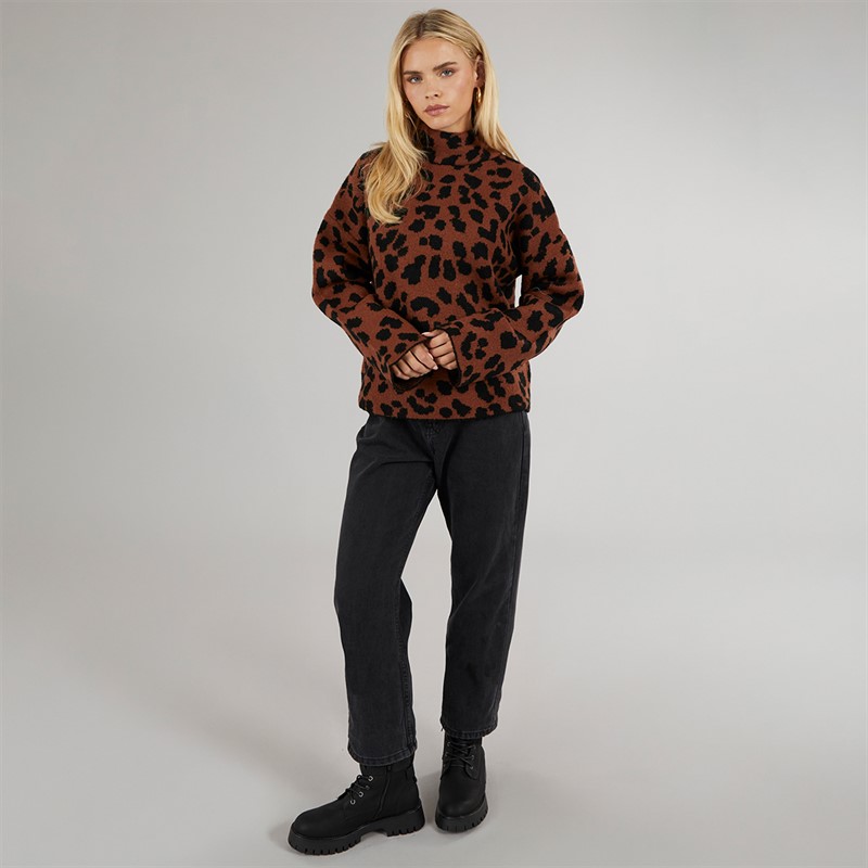 Brave Soul Womens Anders Animal Tunic Brown/Black