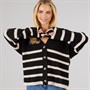 Brave Soul Womens Ingles Cardigan Black/Oatmeal Stripe