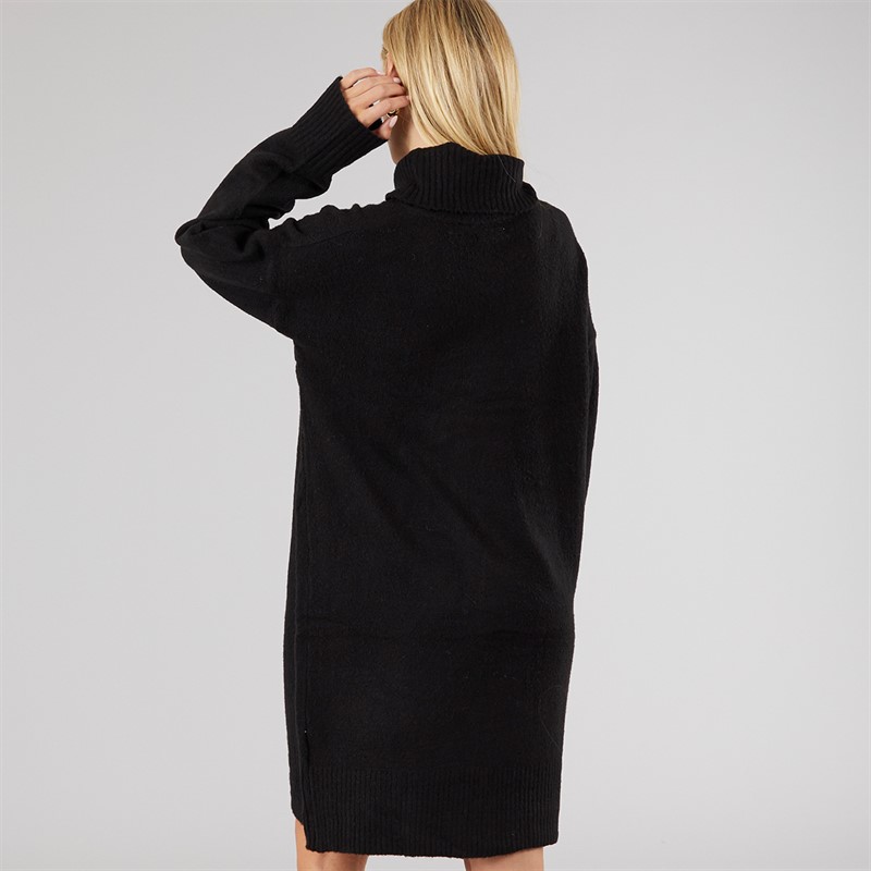 Brave Soul Womens Mingly Roll Neck Knitted Dress Black