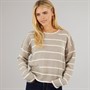 Brave Soul Womens Mason Crew Neck Jumper Mink/White Stripe