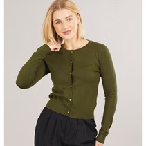 Brave Soul Womens Smarter Crew Neck Cardigan Khaki