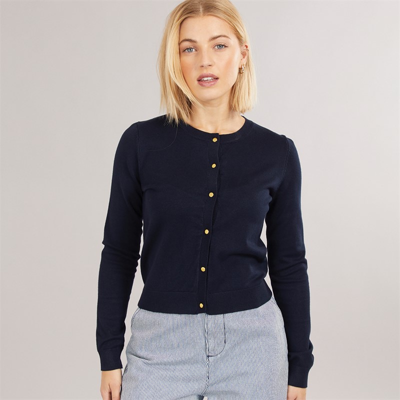 Brave Soul Womens Smarter Crew Neck Cardigan Navy