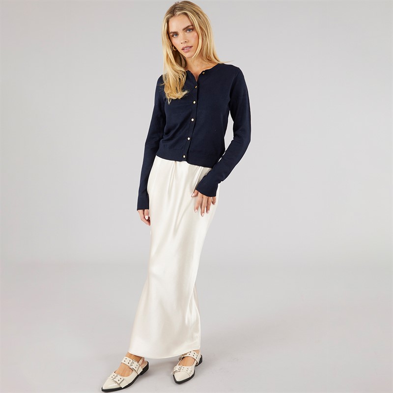 Brave Soul Womens Smarter Crew Neck Cardigan Navy