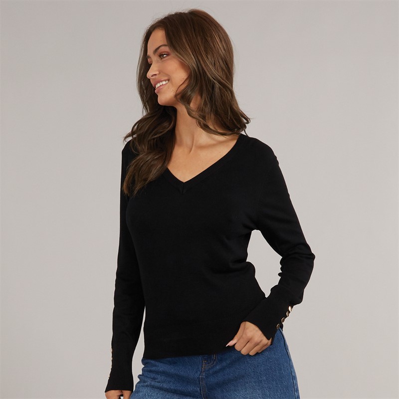 Womens Ivy V-Neck Jumper Black - Size M