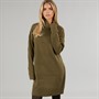 Brave Soul Womens Mingly Roll Neck Knitted Dress Khaki