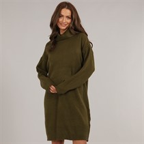 Brave Soul Womens Mingly Roll Neck Knitted Dress Khaki