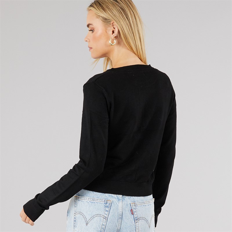 Brave Soul Womens Smarter Crew Neck Cardigan Black