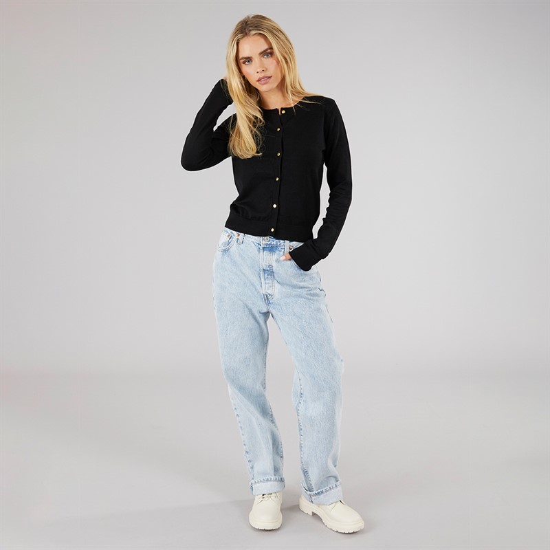 Brave Soul Womens Smarter Crew Neck Cardigan Black