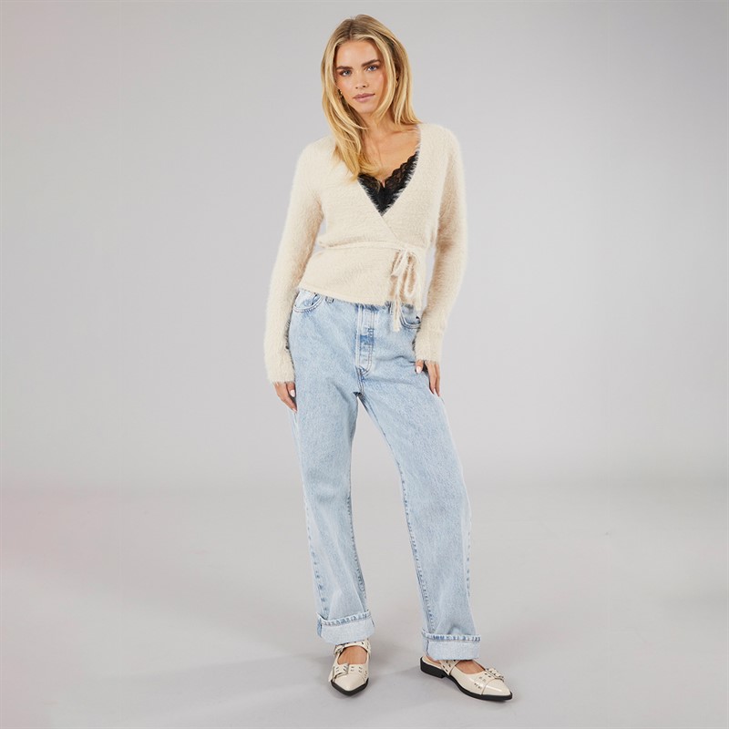 Brave Soul Womens Dora Fluffy Cardigan Oatmeal