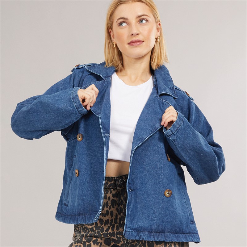 Womens Rach Short Denim Trench Mid Blue Denim - Size 8