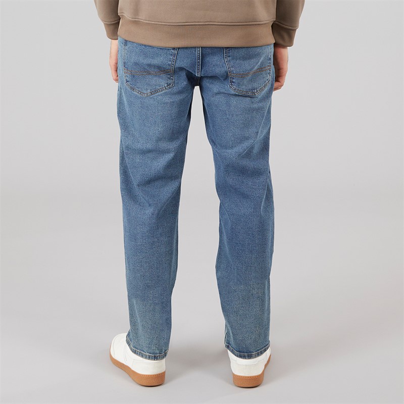 Brave Soul Mens Straight Fit Denim Jeans Mid Blue Wash