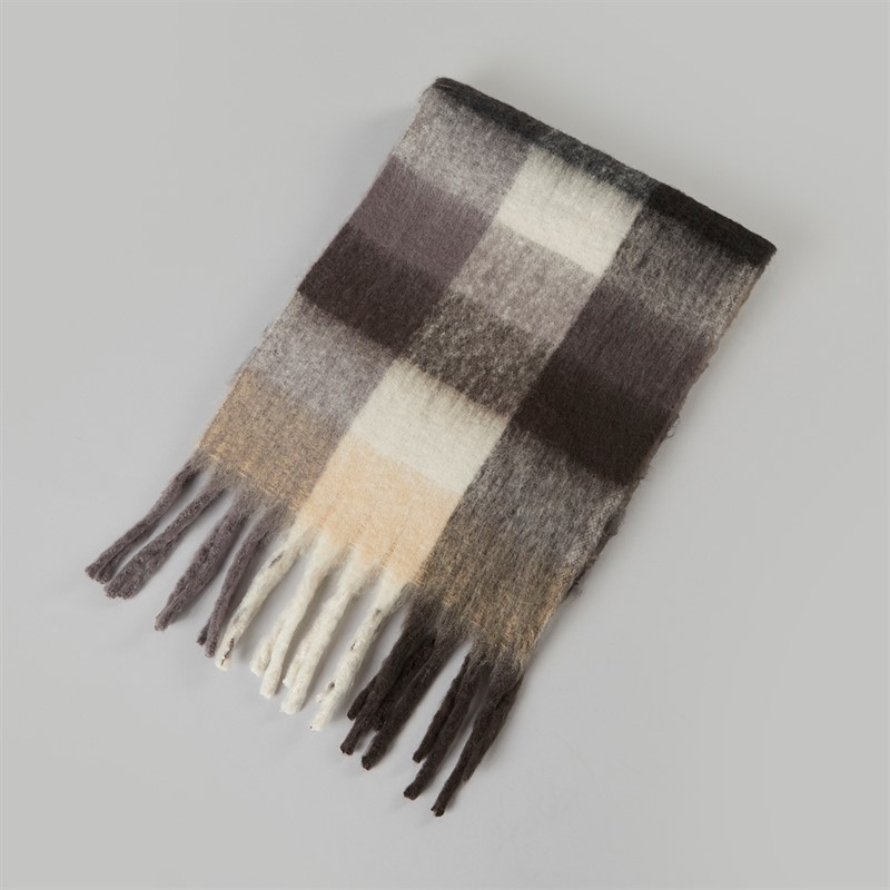 Brave Soul Mens Blanket Scarf Brown Check