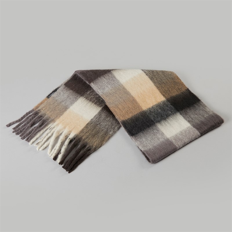 Brave Soul Mens Blanket Scarf Brown Check