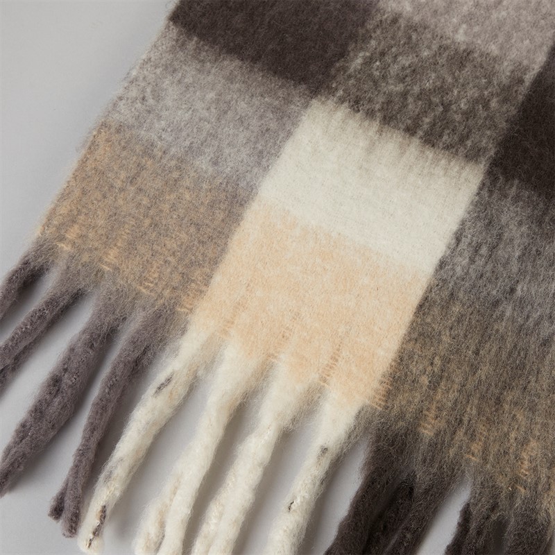 Brave Soul Mens Blanket Scarf Brown Check