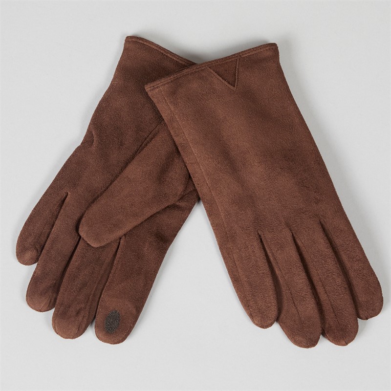 Brave Soul Mens Suede Gloves Dark Brown