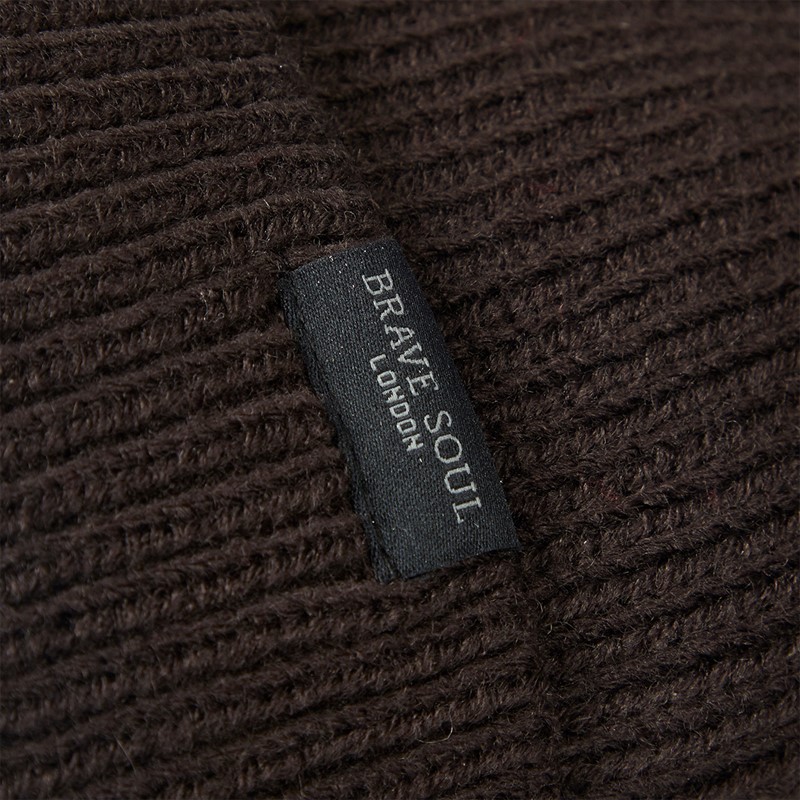 Brave Soul Mens Wynn Beanie Dark Brown
