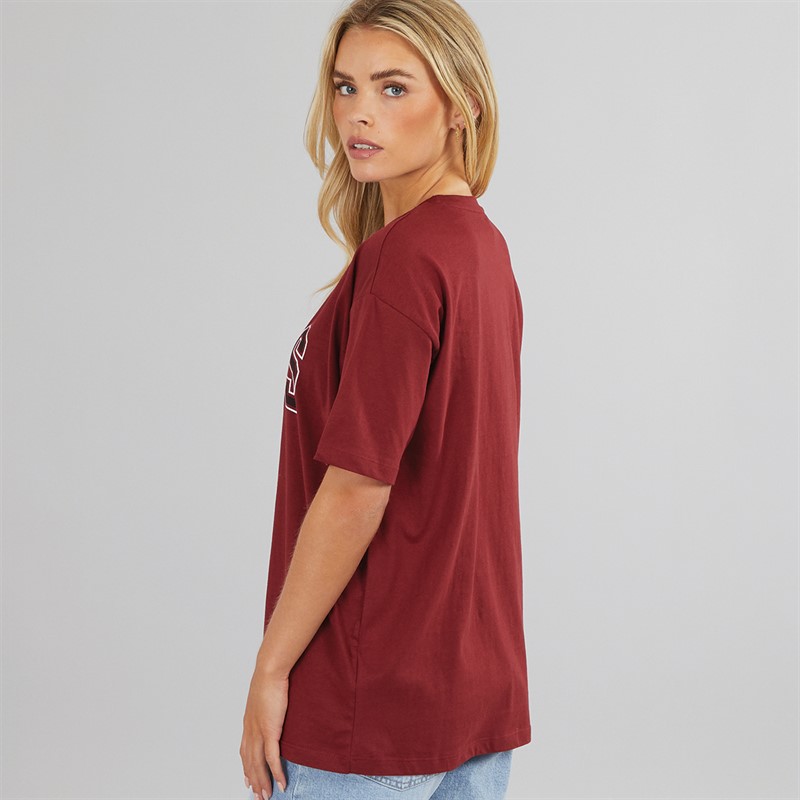 Brave Soul Womens Graphic T-Shirt Burgundy