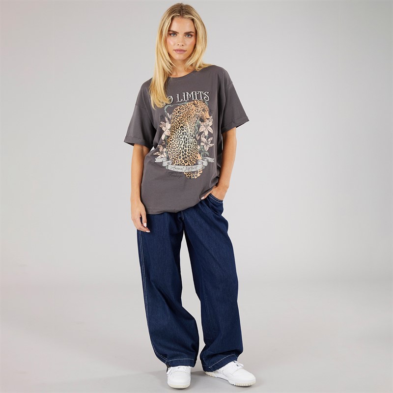 Brave Soul Womens Graphic T-Shirt Dark Charcoal