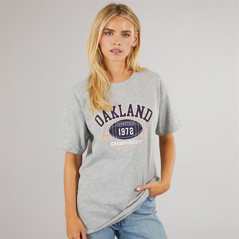 Brave Soul Womens Graphic T-Shirt Dark Grey Marl