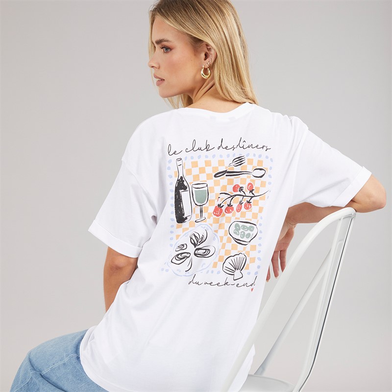 Brave Soul Womens Graphic T-Shirt White