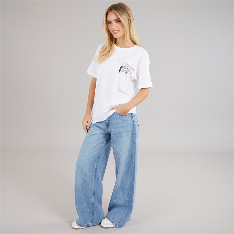 Brave Soul Womens Graphic T-Shirt White