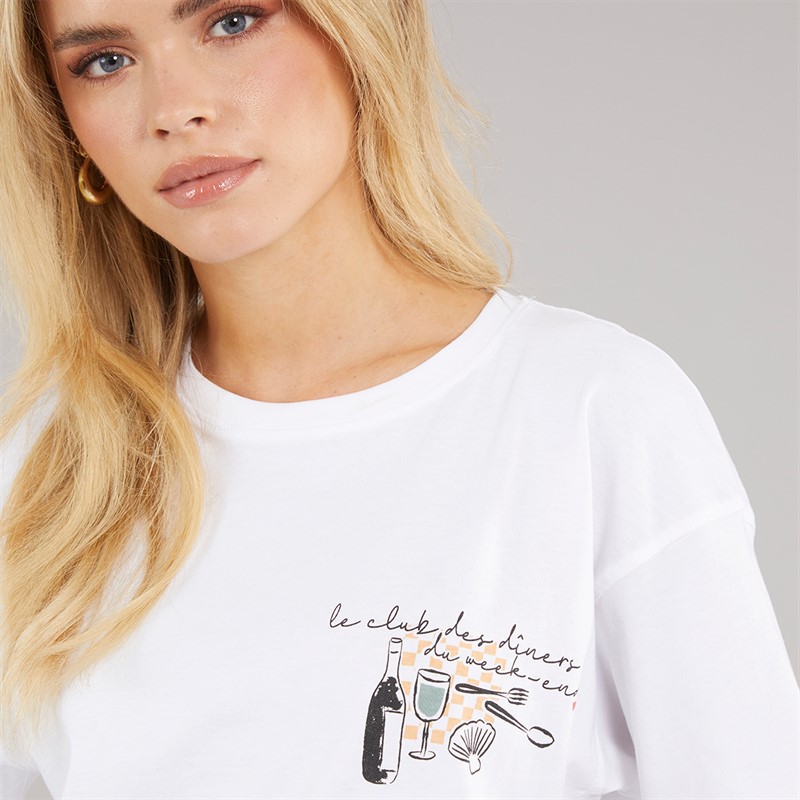 Brave Soul Womens Graphic T-Shirt White