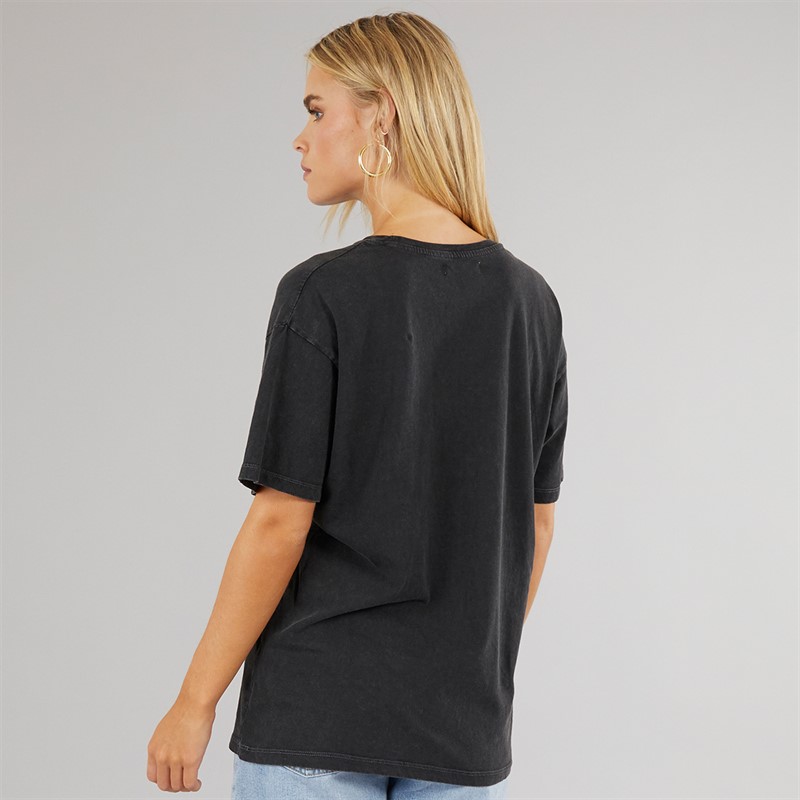 Brave Soul Womens Oversized Graphic T-Shirt Black