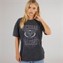 Brave Soul Womens Oversized Graphic T-Shirt Black Acid Wash